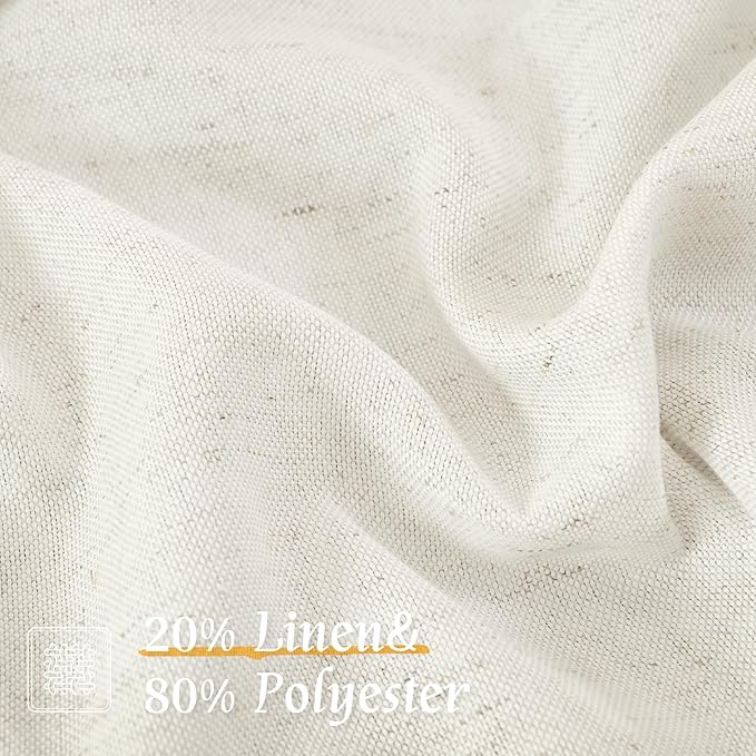 Linen Semi Sheer Curtains 84 inch Long for Living Room, 2 Panels | Light Filtering, Soft, Neutral, Window Treatment, Privacy, Drapes for Bedroom, Farmhouse, Rod Pocket, 52 x 84 Inch, Natural