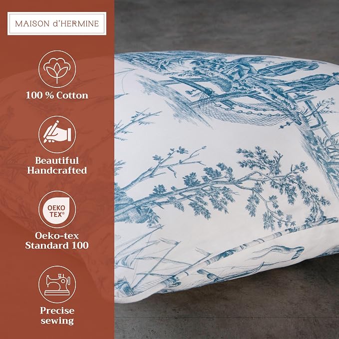 Maison d' Hermine Throw Pillow Covers 100% Cotton (18" x 18" - Pack of 1)