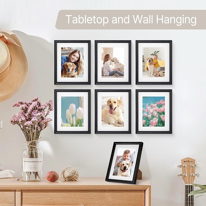 Black Walnut 8x10 Picture Frame, Lightweight Natural Wood Modern Frame