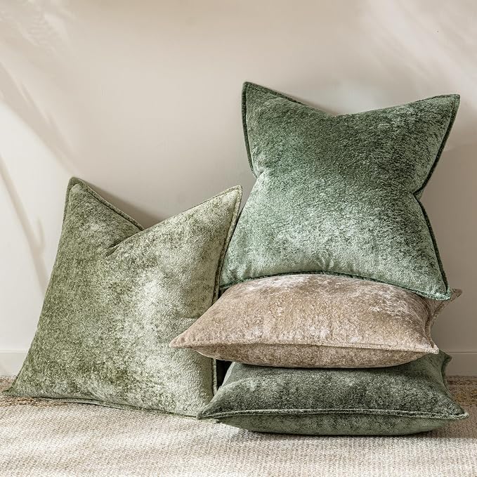 a moment Throw Pillow Covers 24X24 Inch 4 Packs,Soft Velvet Decorative Pillow Cases with 3D Ice Flower,Texture Modern Accent Cushion Covers for Sofa Couch Home Decor Quiet Oasis