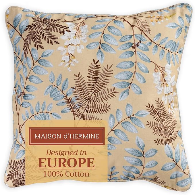 Maison d' Hermine Throw Pillow Covers 100% Cotton (20" x 20" - Pack of 1)