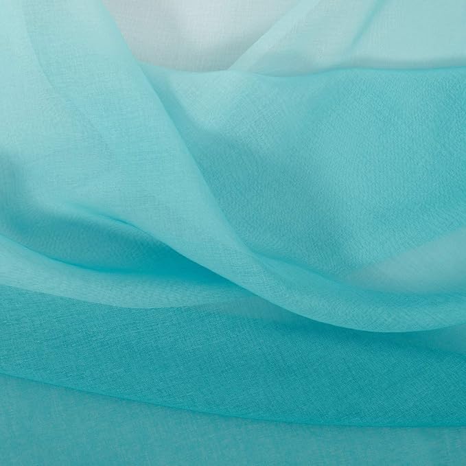 DWCN Faux Linen Grommet Ombre Sheer Curtains - Semi Voile Gradient Bedroom and Living Room Curtains, Set of 2 Window Curtain Panels, 52 x 63 Inch Length, Teal