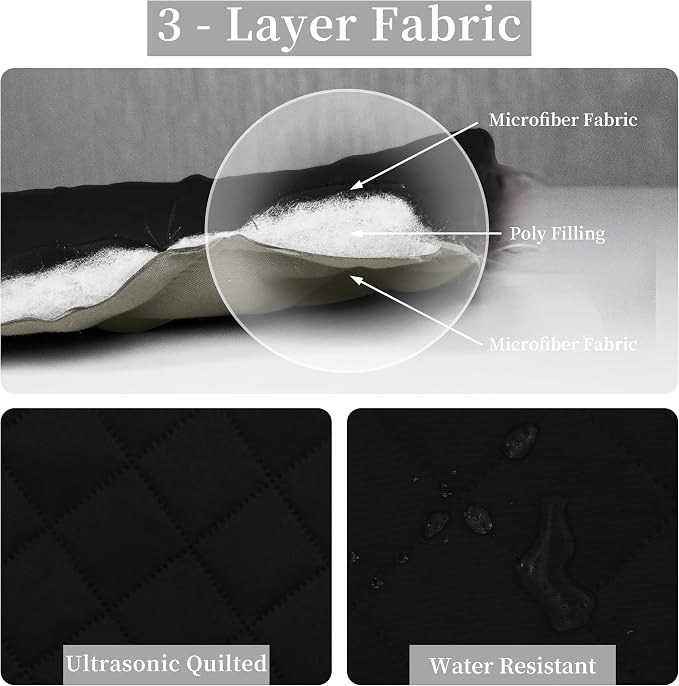 Easy-Going Reversible Quilt Set Full/Queen, Bedspread with 2 Shams | Black/Beige, Lightweight Microfiber Bed Comforter, 1 Quilt + 2 Pillow Shams, All-Season Coverlets for Bedroom