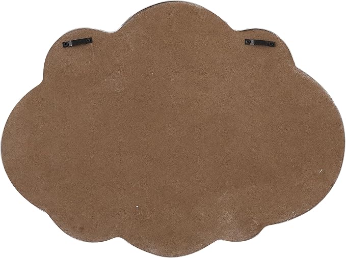 Rustic Small Cloud Mirror 16 X 12 Inch, Distressed White | Wooden Frame, Wall Hanging Scalloped Unique Wavy Mirrors for Entryway, Farmhouse Irregular Wall Mirror for Living Room