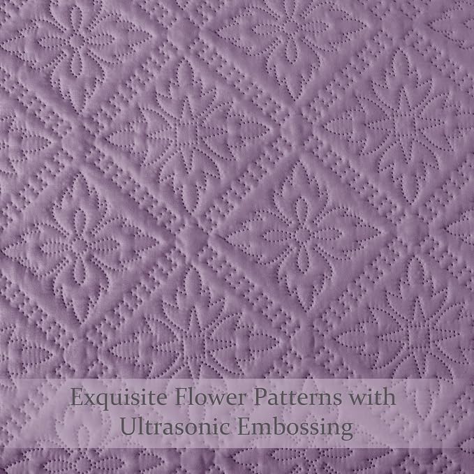 Exclusivo Mezcla California King Quilt Set, Dusty Lavender | Lightweight Soft Bedspreads Coverlets, All Season Bedding with 2 Pillow Shams, Modern Style for Bedroom Guest Room