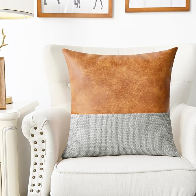 CaliTime Decorative Couch Throw Pillow Covers 18 X 18 Inches Light Grey
