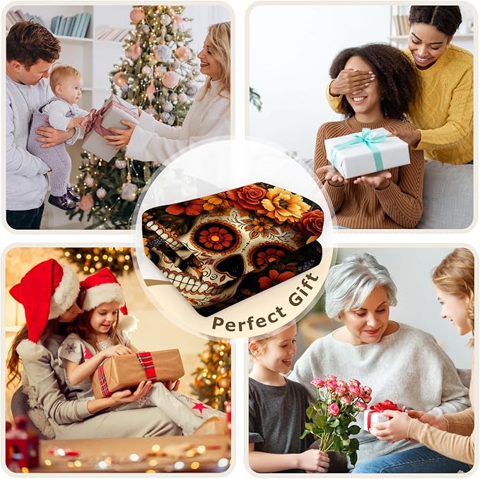 Aimego Sugar Skull Throw Blanket Gifts for Girl Women Halloween Skull Throw Blanket Gothic Skeleton Day of The Dead Blankets and Throws for Couch Sofa Bed for Kids Adult Women(50X60 Inch)