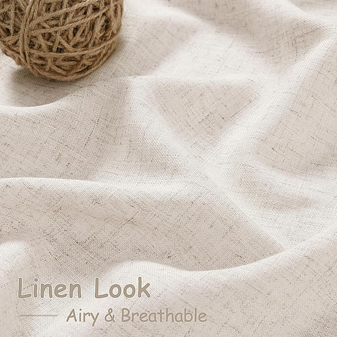 Beige Curtains for Kitchen Windows Over Sink 36 inch Length Rustic Farmhouse Linen Blend Semi Sheer Curtains Back Tab and Rod Pocket Small Window Curtain for Cafe 30 x 36 Inch,2 Panels