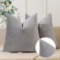 YCOLL Dark Gray Pillow Covers 22x22 Set of 2 Velvet Striped Pattern - Soft Throw Pillows for Home Decor, Luxury Decorative Pillow Covers for Couch, Bed,Living Room