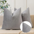YCOLL Dark Gray Pillow Covers 18x18 Set of 2 Velvet Striped Pattern - Soft Throw Pillows for Home Decor, Luxury Decorative Pillow Covers for Couch, Bed,Living Room