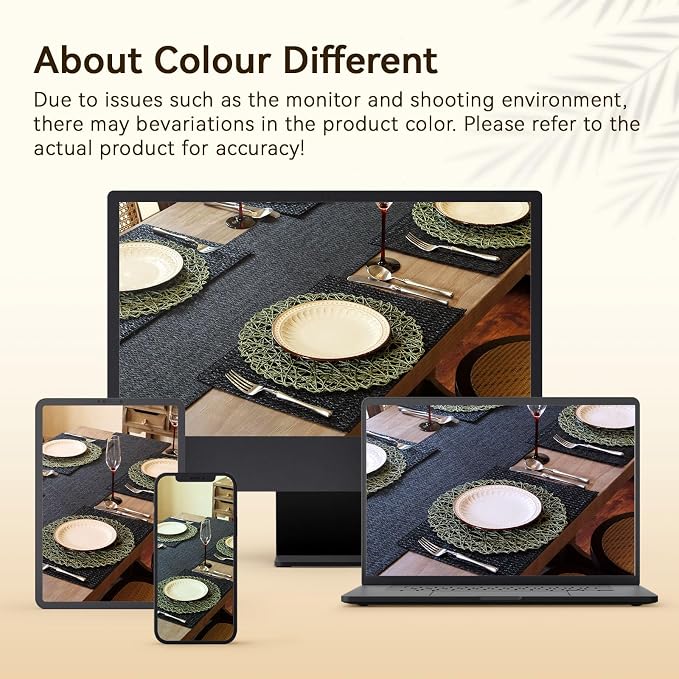 AHHFSMEI Paper Braided Round Placemats Set of 6 Natural Non-Slip Heat Resistant Table Mats for Dining Tables Woven Indoor & Outdoor Place mats(Green)