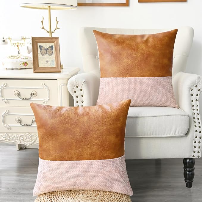 CaliTime Decorative Couch Throw Pillow Covers 18 X 18 Inches Pink