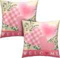 Valentine Day Pillow Covers 20x20 Set of 2 Valentines Day Pink Heart Throw Pillow Covers Pink Hearts with Eucalyptus Decoarative Pillow Case Cushion Case for Couch Sofa
