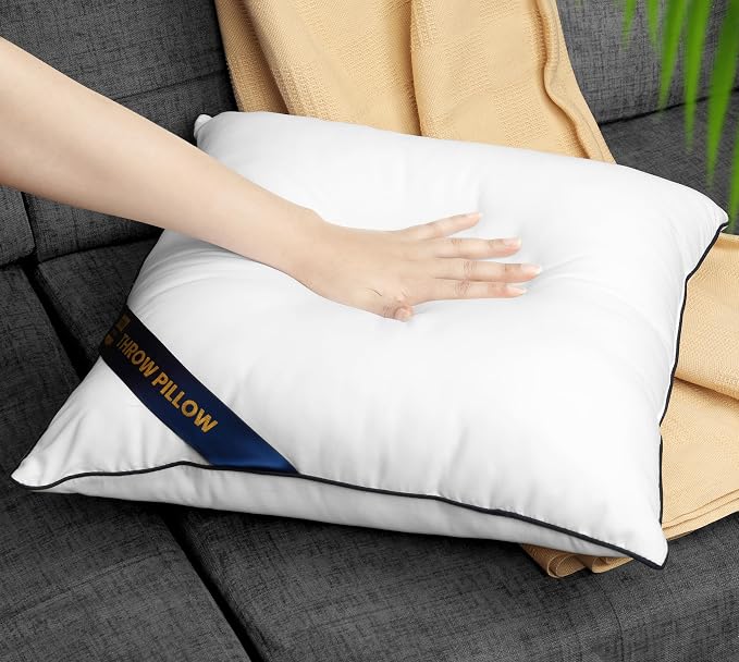Utopia Bedding 14x14 Throw Pillow Inserts, Decorative Pillows, Pack of 2 | Piping Throw Pillows, Plush & Supportive, Aesthetic Cushion Sham Stuffer for Sofa, Office, Couch & Bed, Set of 2, White