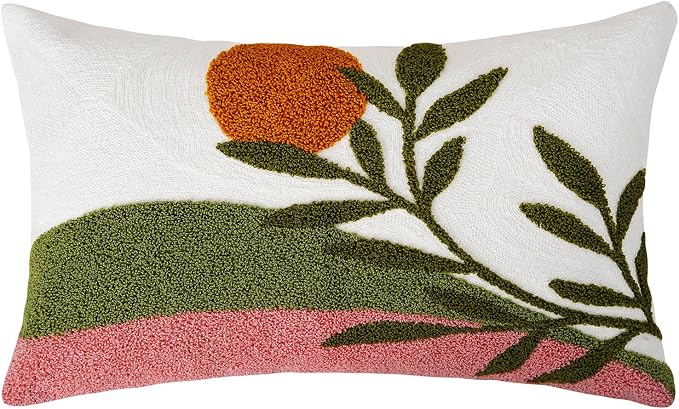 Adabana Boho Lumbar Pillow Cover 12x20 Inch Embroidered Throw Pillow Cover