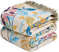 MSGKV Boho Throw Blanket 60"x80" 100% Cotton Floral Muslin Twin Blanket | 100% Cotton Throw, Twin Size Blanket, Reversible Woven, Summer Breathable, Farmhouse Decor, All Seasons, Machine Washable