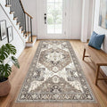 Hallway Washable 3x7 Runner Rug: Non-Slip Kitchen Rugs with Rubber Backing for Entryway Living Room Vintage Low Pile Stain Resistant Carpet for Bedroom Soft Thin Home Decor Mat for Bathroom(Beige,3x7)