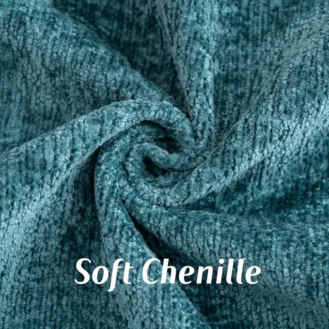 FUTEI Pack of 2 Chenille Soft Throw Pillow Covers 20x20 Inch, Teal
