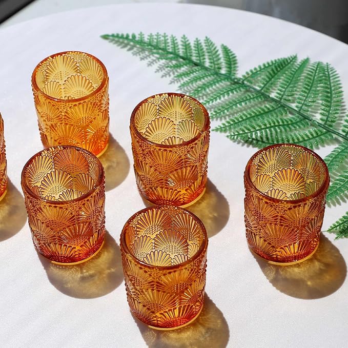 Woho 12pcs Amber Votive Candle Holders, Tealight Holder for Thanksgiving