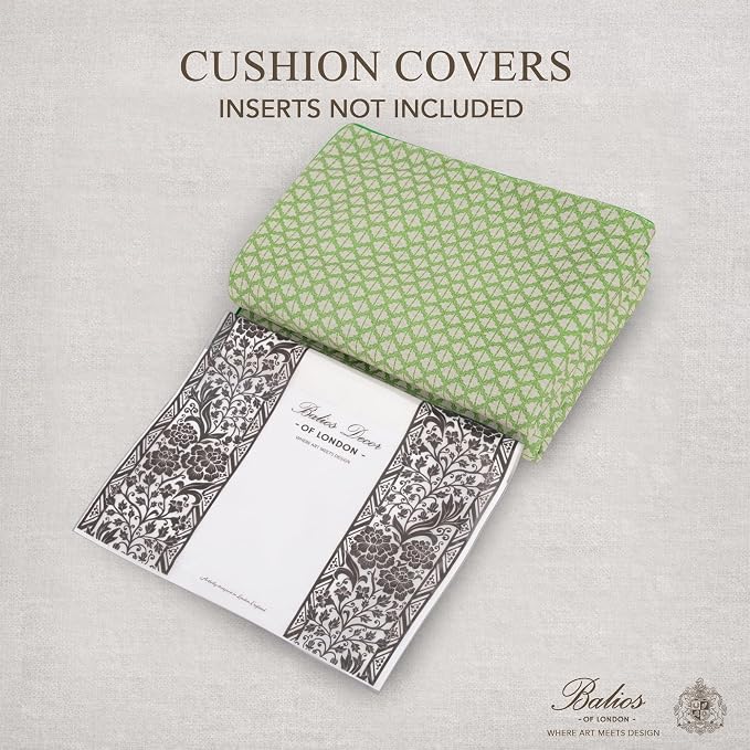 Balios Velvet Pillow Covers Set of 2, Decorative Cushion Covers for Sofa Couch, Hidden Zip, Covers Only, London Design – 18" x 18" (45 x 45 cm), Wyndham Trellis in Sage Green
