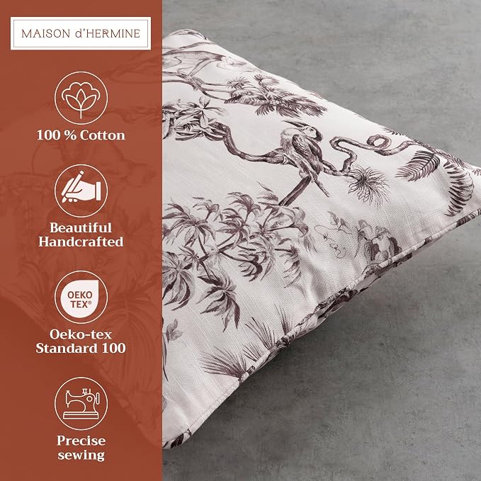 Maison d' Hermine Throw Pillow Covers 100% Cotton (20" x 20" - Pack of 1)