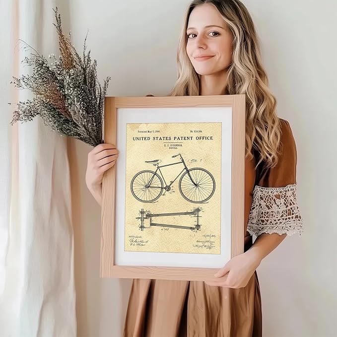 Bicycle Patent Print Wall Art - Unframed - 8x10 | Set the Wheels of Nostalgia in Motion with Classic Art Prints | Wall Décor for Cycling Enthusiasts, Man Caves, or Retro-Themed Spaces | Home Décor