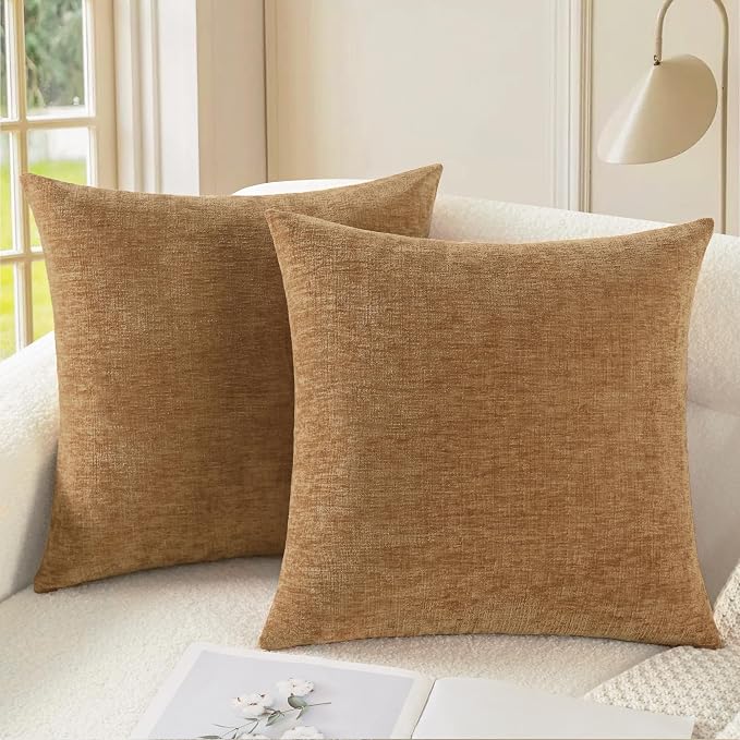 CaliTime Decorative Couch Throw Pillow Covers 18 X 18 Inches Apricot Brown