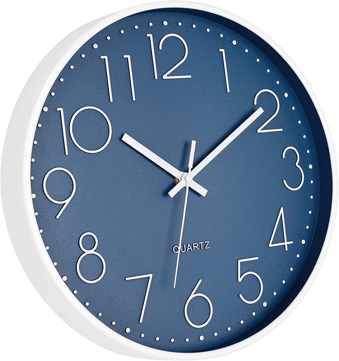 Foxtop Large 14" Wall Clock Silent Battery Operated Analog Clock, Cerulean | Non-Ticking, Round, Quartz, Easy to Read, Living Room, Bedroom, Kitchen, Office