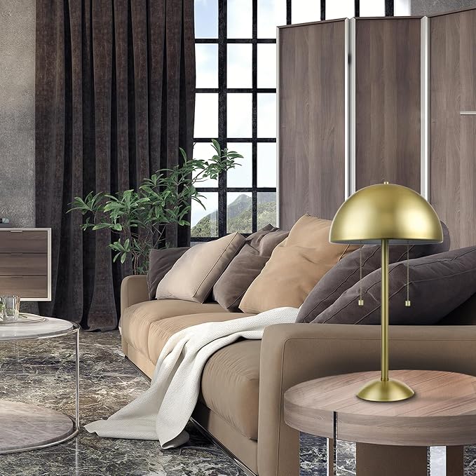 Novogratz x Globe 21" 2-Light Matte Brass Table Lamp