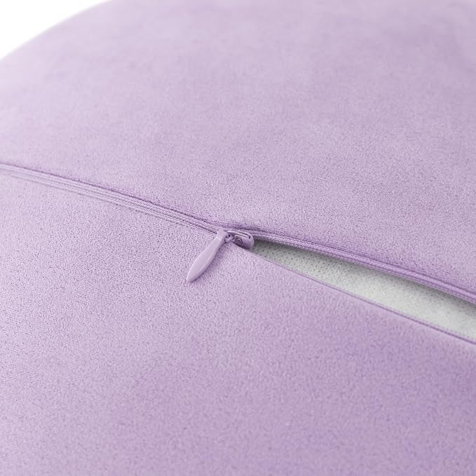JWH 3D Flower Throw Pillow Cover Decorative Floral Shaped Cushion Round Pillowcase for Bedroom Bed Couch Living Room 14 Inch Light Purple