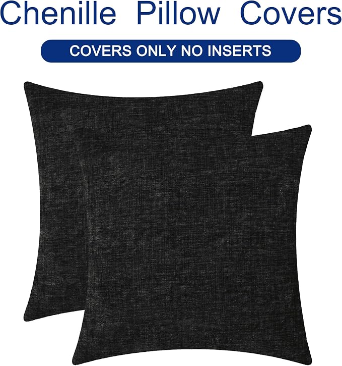 CaliTime Decorative Couch Throw Pillow Covers 20 X 20 Inches Black