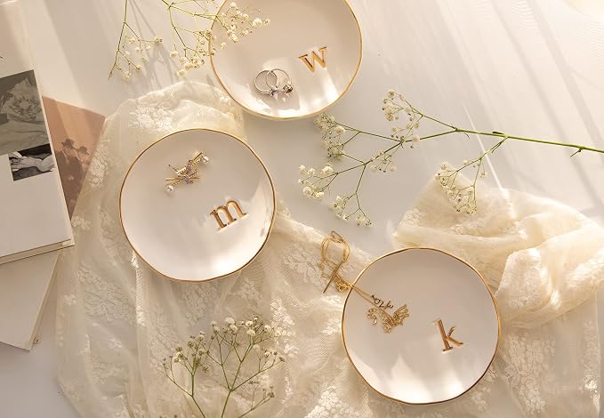 COLLECTIVE HOME Ceramic Jewelry Tray, Trinket Dish, Gifts for Women (R)