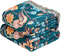 MSGKV Boho Throw Blanket 50"x60" Cotton Birds Floral Blanket for Couch | Muslin Throw, Birds Floral Pattern, Reversible Woven, Lightweight Comfort, Farmhouse Decor, All Seasons, Machine Washable