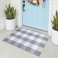 KOZYFLY Buffalo Plaid Area Rugs 2x3 Ft Grey and White Rug Front Door Mat | Washable Front Door Rug, Woven Cotton Indoor Outdoor Rug, Checkered Doormat for for Front Porch Kitchen Entryway Farmhouse