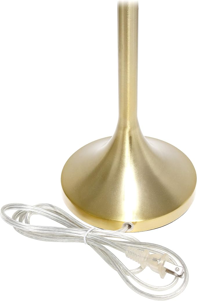Simple Designs LT1076-GDW Tapered Fabric Drum Shade Table Lamp, Gold and White, 8 x 8 x 21