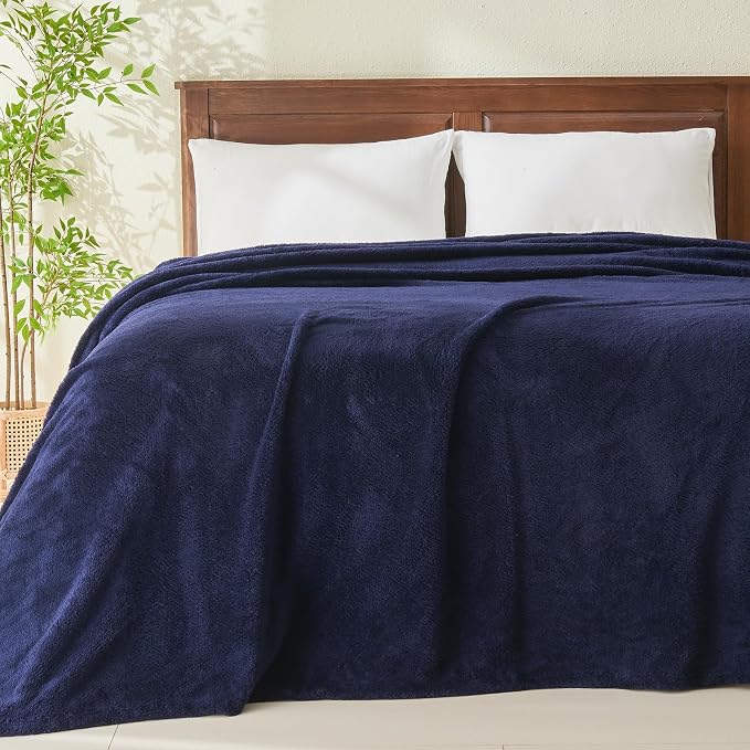 NEWCOSPLAY Knitted Throw Blanket for Couch Sofa Bed, Dark Navy, 90"x90" | Super Soft Plush, Fuzzy Fluffy Microfiber, Lightweight Cozy Blanket for Room Decor, All Season Use