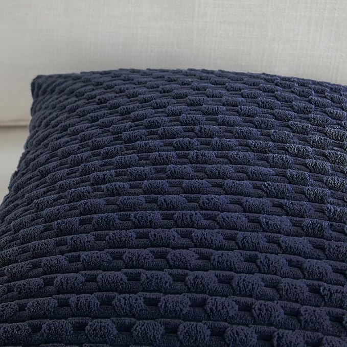 Fancy Homi 2 Packs Navy Blue Long Lumbar Decorative Throw Pillow Covers 14x24 Inch for Couch Bed Sofa, Modern Farmhouse Boho Home Decor, Soft Cute Plush Corduroy Rectangle Cushion Case 35x60 CM