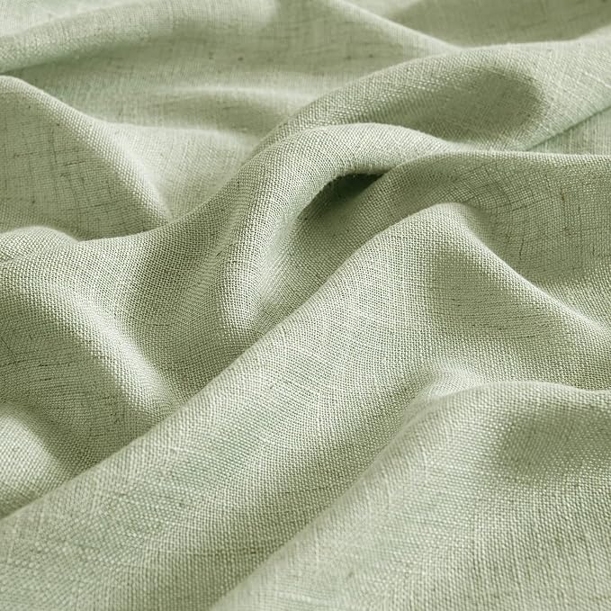 MIULEE Sage Green Linen Curtains 52x72 Inch Length for Bedroom Living Room | Soft Thick Linen Textured Window Drapes,Semi Sheer Light Filtering,Back Tab Rod Pocket,Burlap Look,Farmhouse Decor,2 Panels