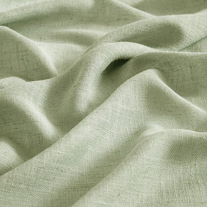 MIULEE Sage Green Linen Curtains 52x108 Inches Long for Bedroom Living Room | Soft Thick Linen Textured Window Drapes, Semi Sheer Light Filtering, Back Tab Rod Pocket, Burlap Look, 2 Panels