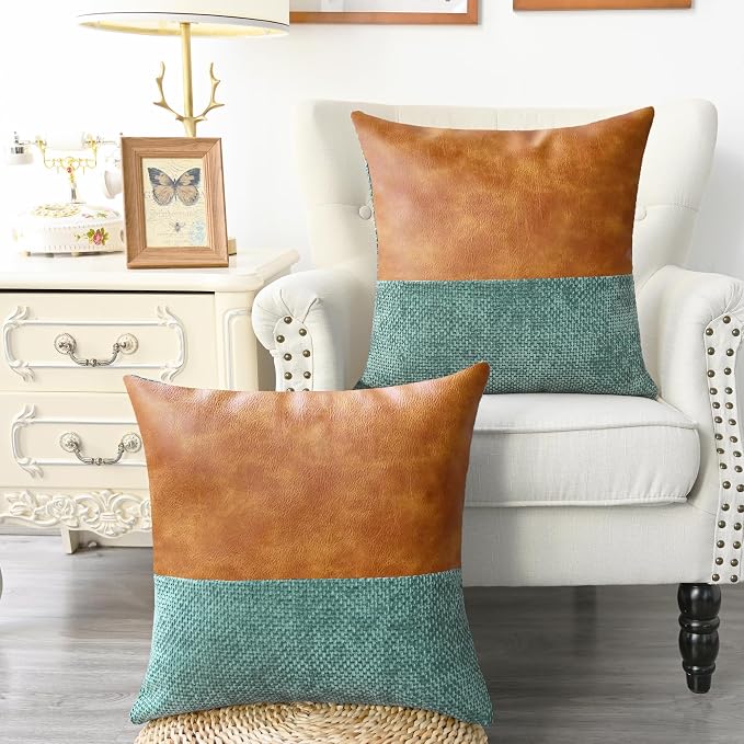 CaliTime Decorative Couch Throw Pillow Covers 18 X 18 Inches Deep Teal