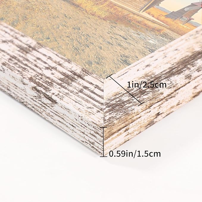4x6 Collage Picture Frames Set of 2, Rustic Wooden Real Glass Horizontal Hanging 3 Opening 4 by 6 Photo Frame, Distressed White