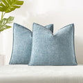 18x18 Chenille Decorative Throw Pillow Covers Case Set of 2,Light Blue | JUSPURBET Cozy Soft Cushion Covers with Invisible Zipper for Couch Sofa Bed Home Decor Living Room
