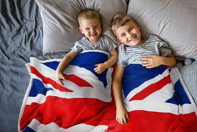 Catalonia Union Jack Blanket, British Flag Throw Blanket, England UK Gifts, Soft Cozy Fleece Blanket for Home, Sofa, Bed, British Gift for Men, Women, Kids, 50X60 inch