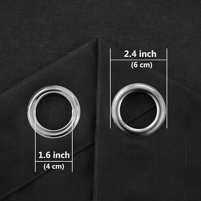 DWCN Black Sheer Curtains for Living Room Bedroom and Funeral/Gothic Wedding - Faux Linen Look Voile Drapes Grommet Top Window Curtain Panel 46 x 54 Inch Length, Set of 2 Panels