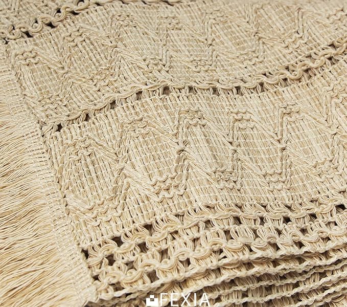 FEXIA Boho Placemats Set of 6 Table Mats Farmhouse Home Dining Decor | 12x20" Place Mat Set of 6 Macrame Table Decor Farmhouse Burlap Placemats for Home Dining Table Centerpiece Home Decorations