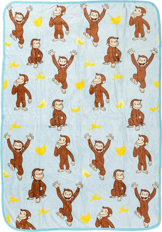 Silver Buffalo Curious George Monkey Banana, Fleece Throw Blanket, 45x60in | Soft and Cozy, 185 GSM