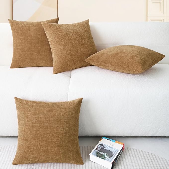 CaliTime Decorative Couch Throw Pillow Covers 18 X 18 Inches Apricot Brown