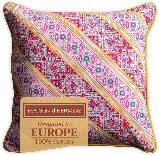 Maison d' Hermine Throw Pillow Covers 100% Cotton (20" x 20" - Pack of 1)