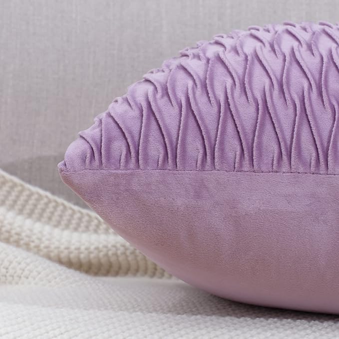 MADIZZ Set of 2 Super Soft Velvet Decorative Throw Pillow Covers 26x26 inch Violet Square with Texture Luxury Style Cushion Case European Pillow Shell for Sofa Bedroom