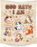 Cat Blankets for Cat Lovers, Cat Themed Gifts for Girls Boys Women Adults, Cat Blanket with Cats on It, God Says I Am Blanket for Kids Daughter Son, Fleece Throw Blankets for Couch Chair, 30"x40"